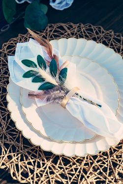 Napkin rings and floral piece