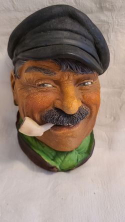 Vintage Bossons Chalkware Head Sailor with Pipe Wall Plaque