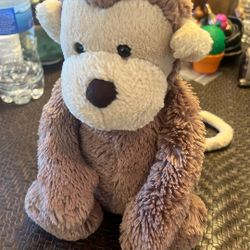 Jellycat Bashful Monkey Plush Brown Tan 12" Stuffed Animal Chimpanzee