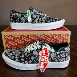Vans Comfycush Era Paisley Black/White Women 9.5, Men Size 8