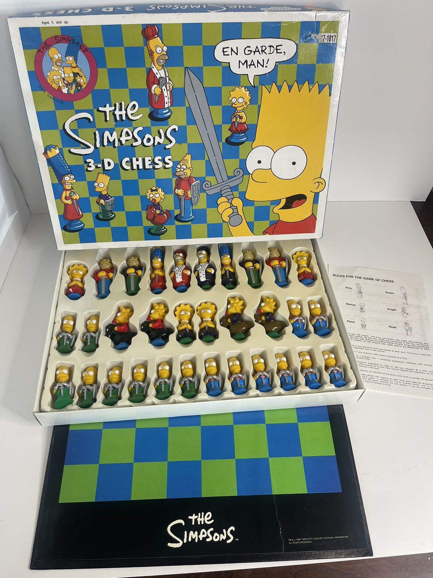 The Simpsons 3-D Chess Set Complete Vintage 1991 Board Game Classic Homer Bart