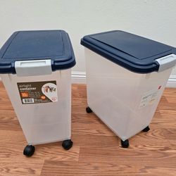 Set of 2 IRIS 33 QT Airtight Pet Food Containers with Wheels