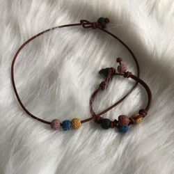 Leather Necklace And Bracelet For Girls 