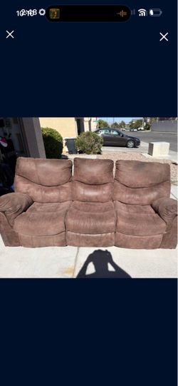 Brown fabric dual recliner