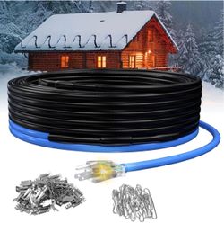 All black 60FT Roof & Gutter De-Icing Cable, 5W/ft Heat Tape