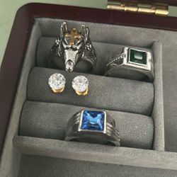 Guys Ring And Guys ID bracelet And  Earrings