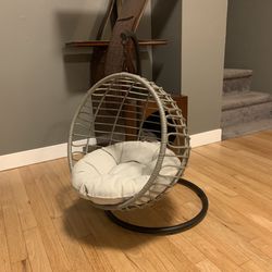 Hanging Cat Bed, Rattan With Metal Frame