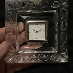 Vintage Marquis Waterford Arabesque Clock Lead Crystal Germany, Mantel Desk Clock