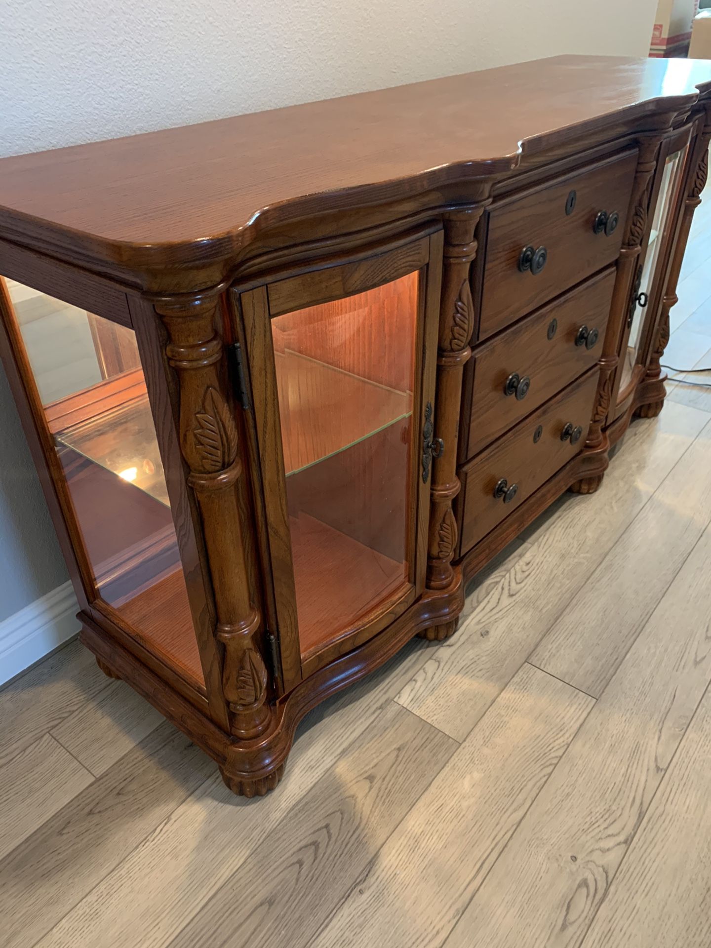 TV Console/ credenza with shelves and lights