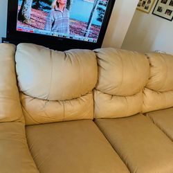 Beige Leather Couch