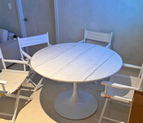 Marble top tulip pedestal dining table