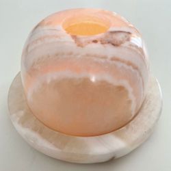 Alabaster Stone Tealight Candle Holder Hand Carved Fairy Lamp Natural Decor. Price Is FIRM