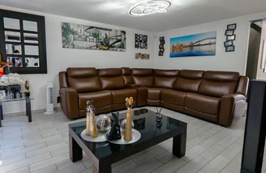 Large Cream Fabric Sectional Sofa