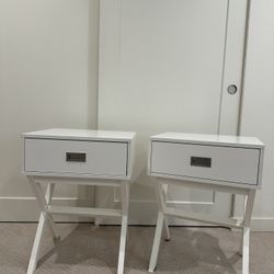Modern White Nightstands/Side Tables -Set of 2