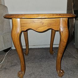 Short Round Wood Table