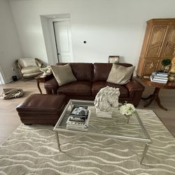 excellent Condition, Leather Couch With Ottoman