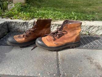 Men's 12 Brown Leather Palladium Combat Boots