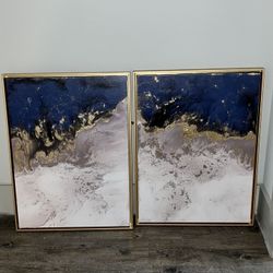Set of 2 Framed Abstract Oil Paintings