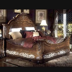 Michael Amini Aico Excelsior California King 4 Piece Bedroom Set With Chest 2 Night Stands