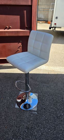 White Faux Leather Adjustable Bar Stool