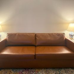 West Elm Vegan Leather Sofa/ In The Color Saddle 