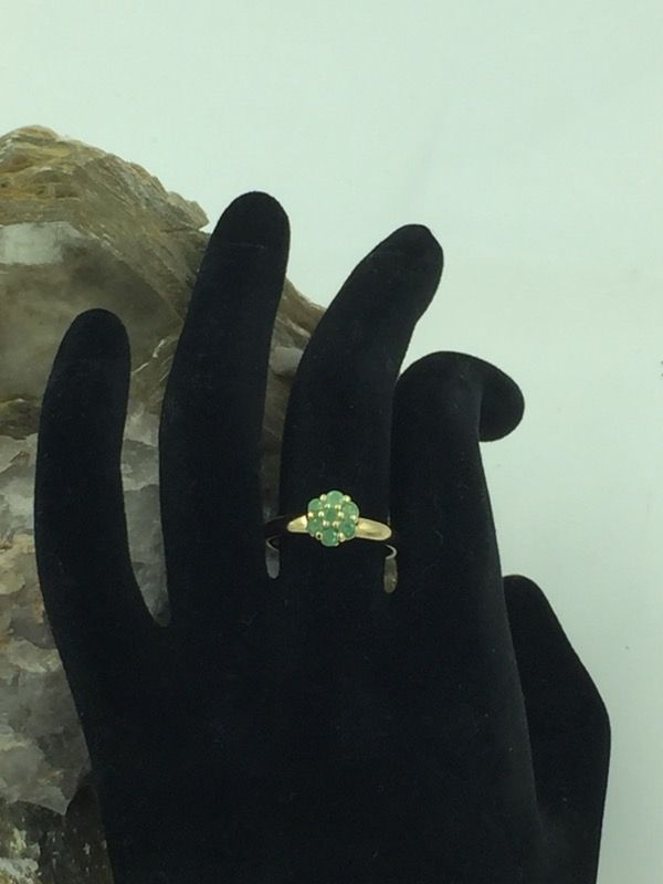 Gold Over 925 STER Silver Chrysoprase Flower Ring 8