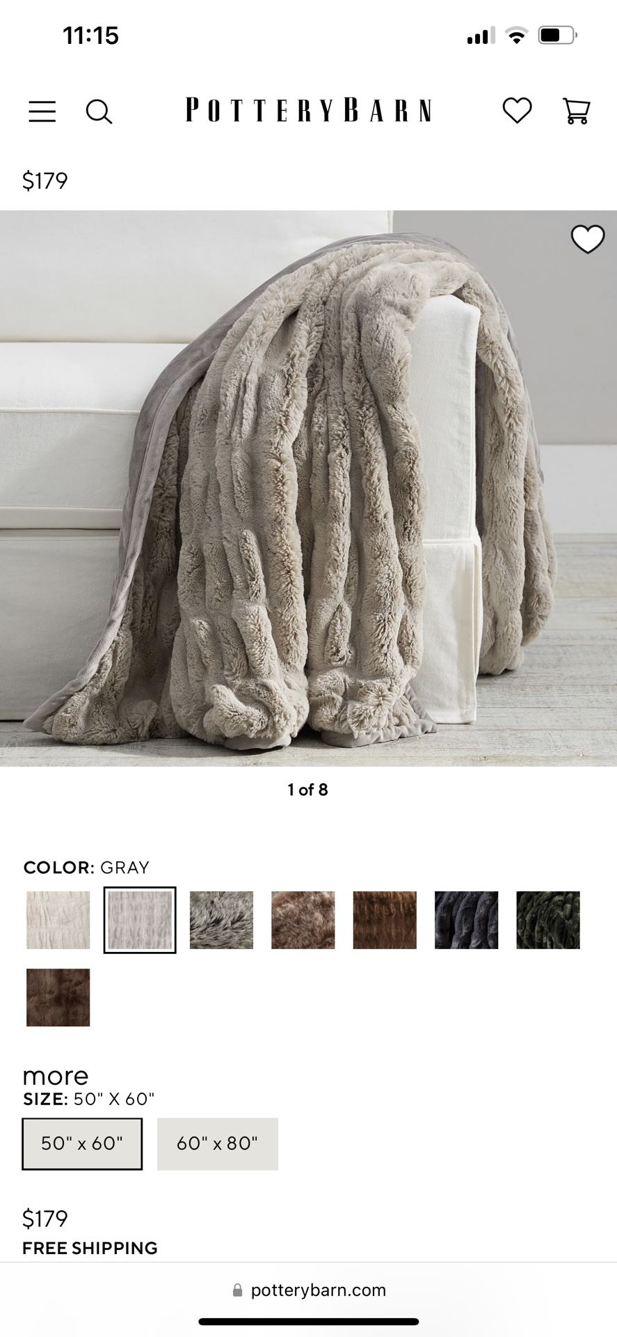 Faux Fur Ruched Throw Blanket - Pottery Barn