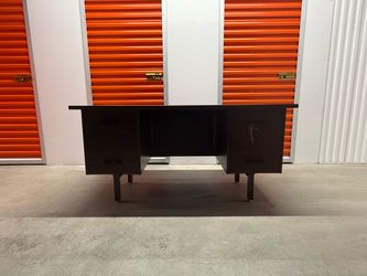 Brown Wood Office Desk with 4 Drawers – Large Work Desk