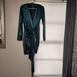 Love and Lemonade green short satin dress