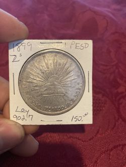 1899 Zs Fz Un Peso Mexico Silver Coin 