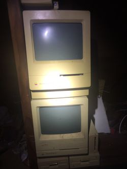 Vintage Apple computers.