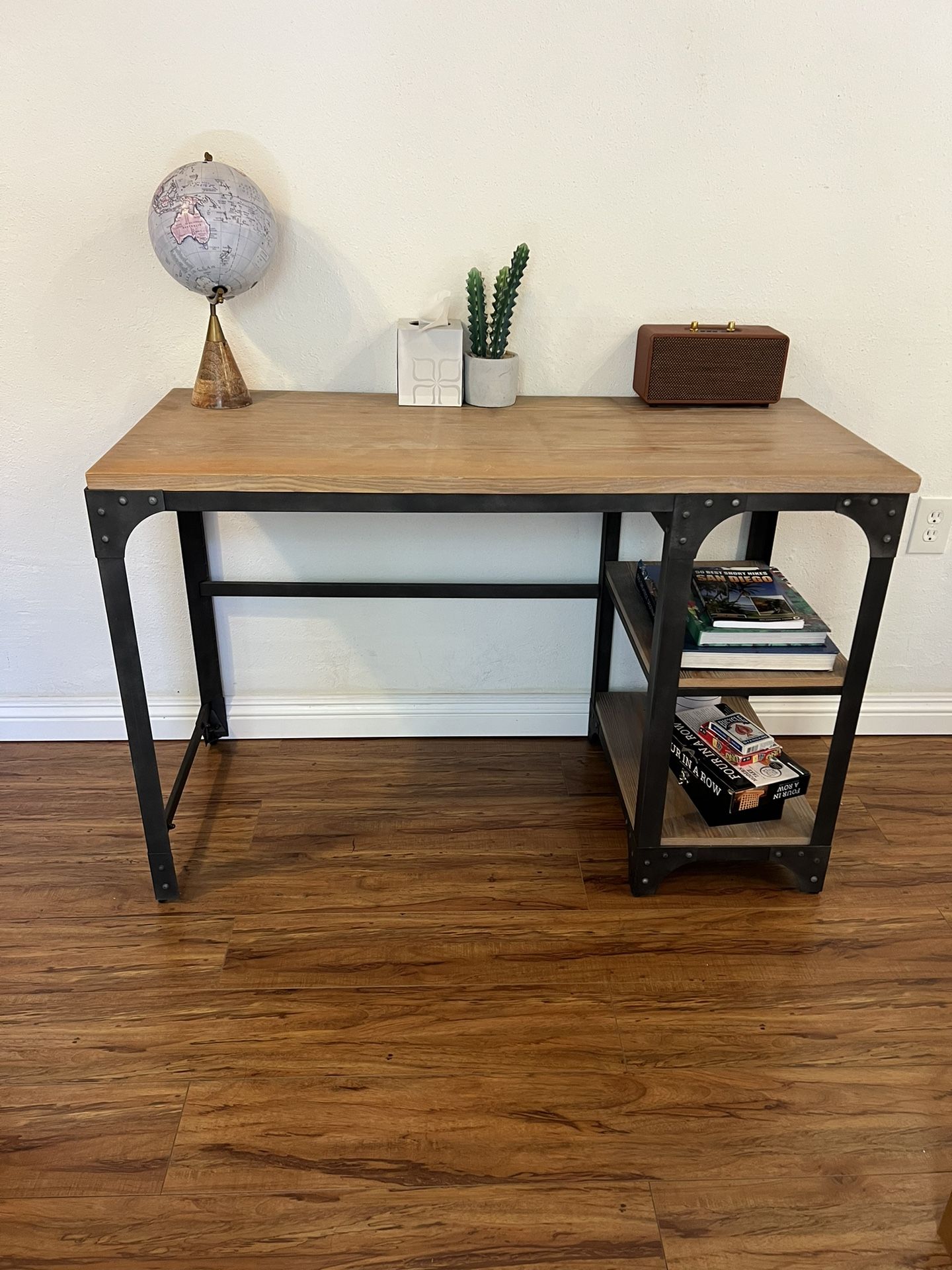 Industrial Style Desk with Side Shelving