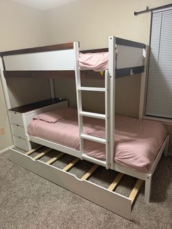 Twin Bunk Bed with Trundle and Storage