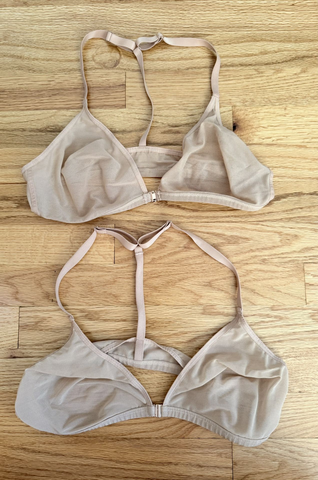 Two Negative Underwear Sieve Racerback Bras Size 4 (C-DD cups) in Buff