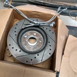 Toyota Supra Drilled & Slotted Brake Rotors& Stainless Braided Brake Lines
