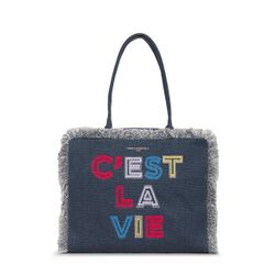 Karl Lagerfeld Paris MARGOT FRINGE ZIP CANVAS TOTE