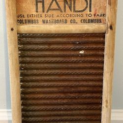 VINTAGE DUBI HANDI COLUMBUS WOOD WASHBOARD 