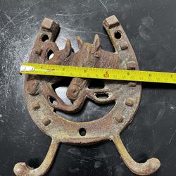 Vintage Cast Iron Horseshoe and Wall Hook | Equestrian home decor