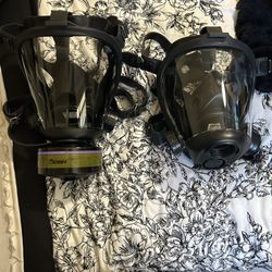 Full Face Respirator W/ 2 Filters : 2 Sets Available 