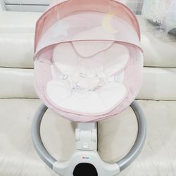 NEW!!! Jaoul Baby Swings for Infants, Electric Portable Baby Swing for Newborn Baby, Bluetooth Touch Screen/Remote Control Timing Function 5 Swing Spe