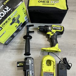 RYOBI ONE+ HP 18V Brushless Cordless 1/2 in. Hammer Drill Kit with (1) 4.0 Ah High Performance Battery, Charger, and Tool Bag