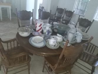 Victorian wood dining set