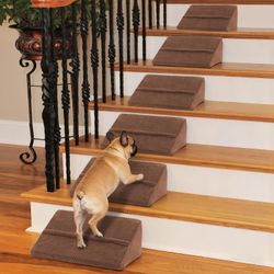 4 pack Pet Stair Step Ramps Brown Fabric Set
