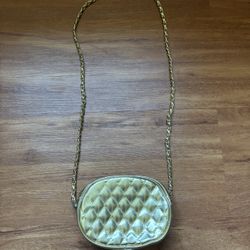 Gold Lame’ Quilted Zippered Purse