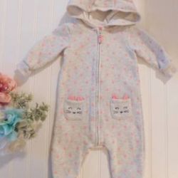 Carter's Baby Girls 6 Month One Piece Hooded Cat Romper Outfit Suit