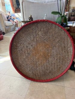 Large Round Woven Bamboo Winnowing Basket