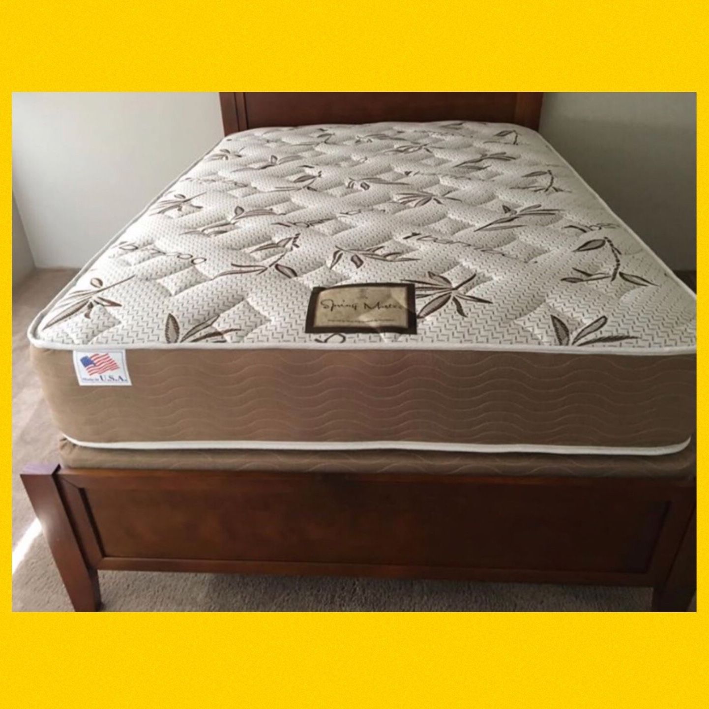 Double Sided Mattress and box spring Full Size for 299 (wooden bed frame sold separately)