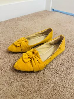 Yellow Suede Ballet Flats