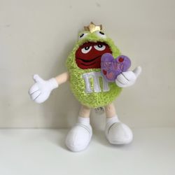 2004 Red Candy M&M’s Mars Valentine’s Kiss Me Green Frog Prince 9” Plush Toy