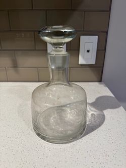 1970s Romania Etched Glass Decanter Clipper Sailboat
